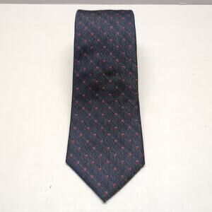 Tommy Hilfiger Mens Neck Tie Denim Blue Red Polka Dot Polyester